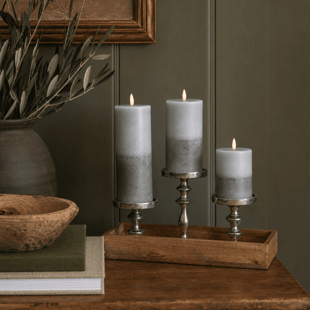 Luxe Collection Natural Glow 3x8 Stone LED Wax Candle