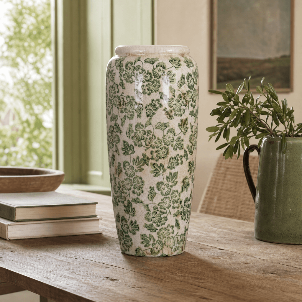 Large Green Clover Tall Olpe Vase - Vases, photo 1 of 5