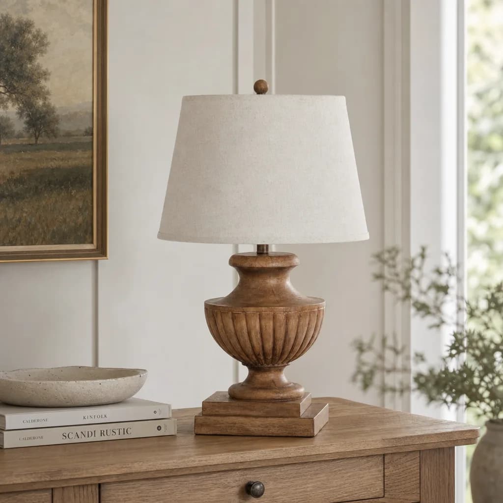 Marbelle Table Lamp With Edged Linen Shade - Table lamps, photo 2 of 10