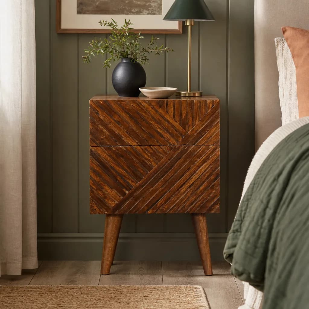 Lille 2 Drawer Chestnut Bedside