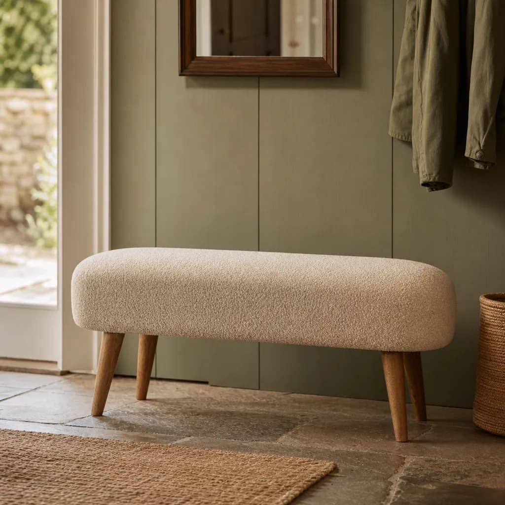 Boucle Hallway Bench