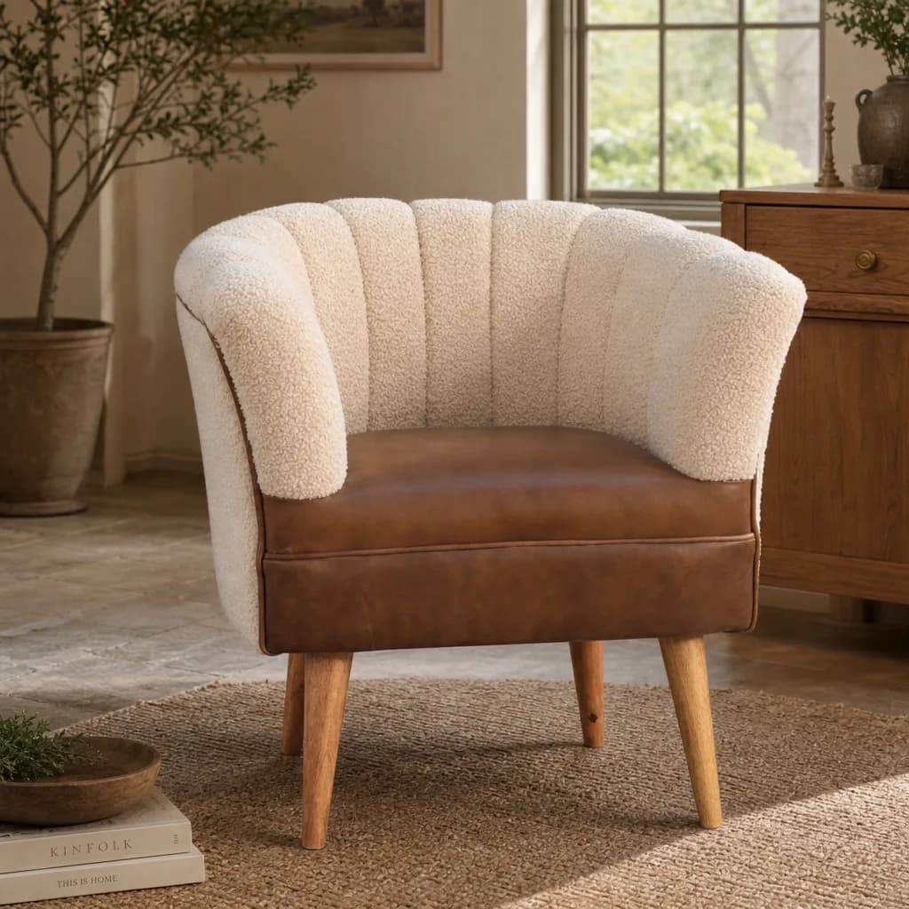 Boucle Cream Buffalo Armchair