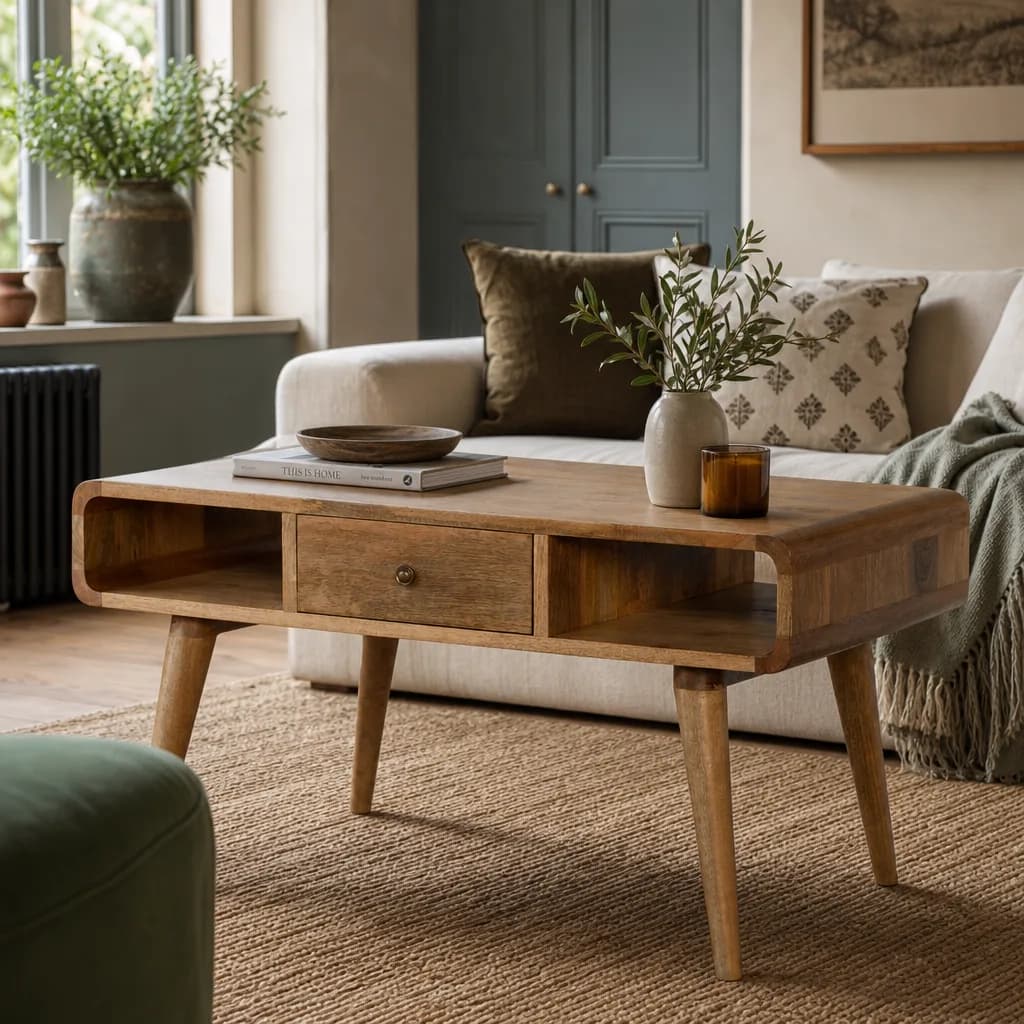 Curved Oak-ish Coffee Table