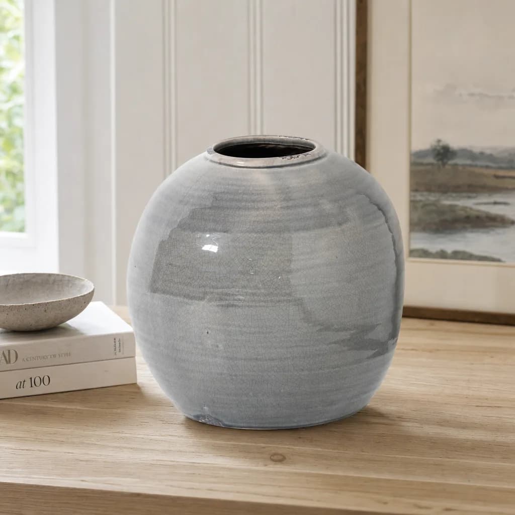 Garda Grey Glazed Tiber Vase - Vases, photo 1 of 3