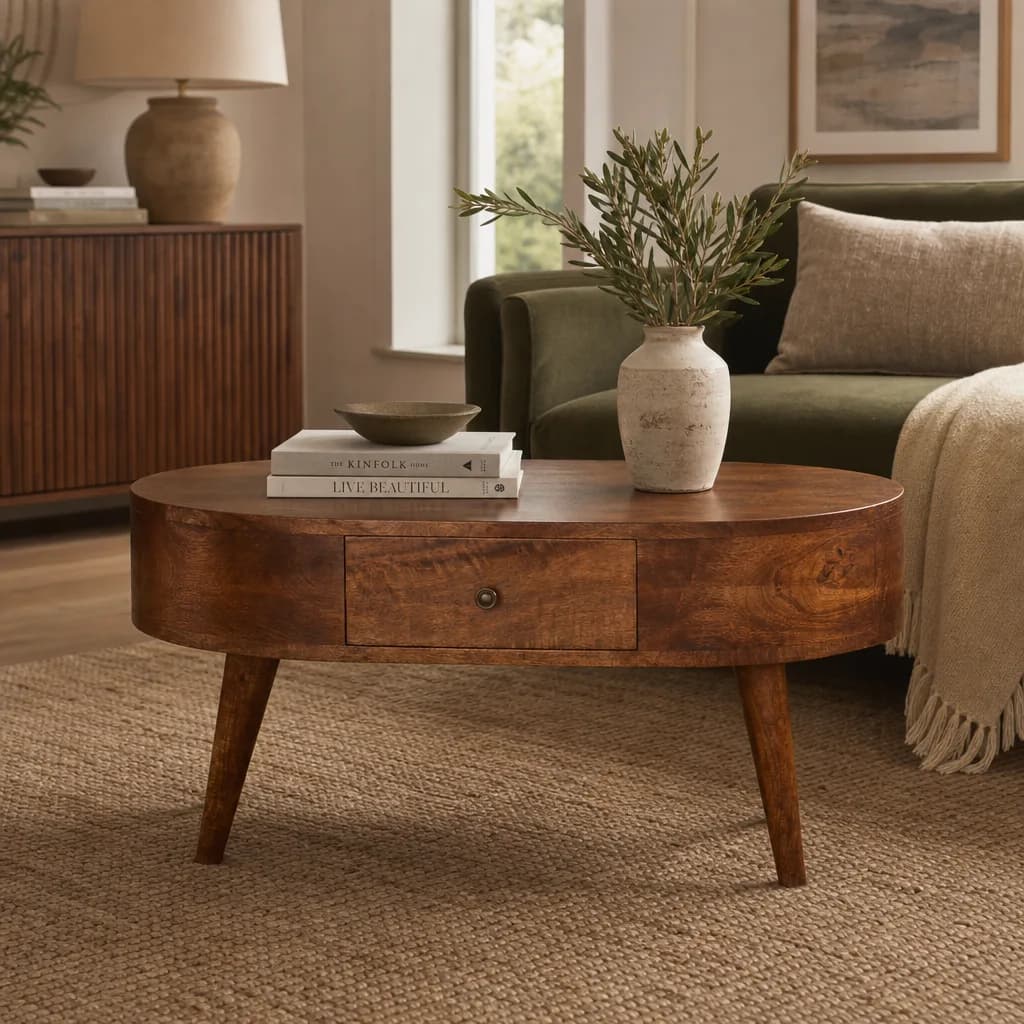 Chestnut Rounded Coffee Table