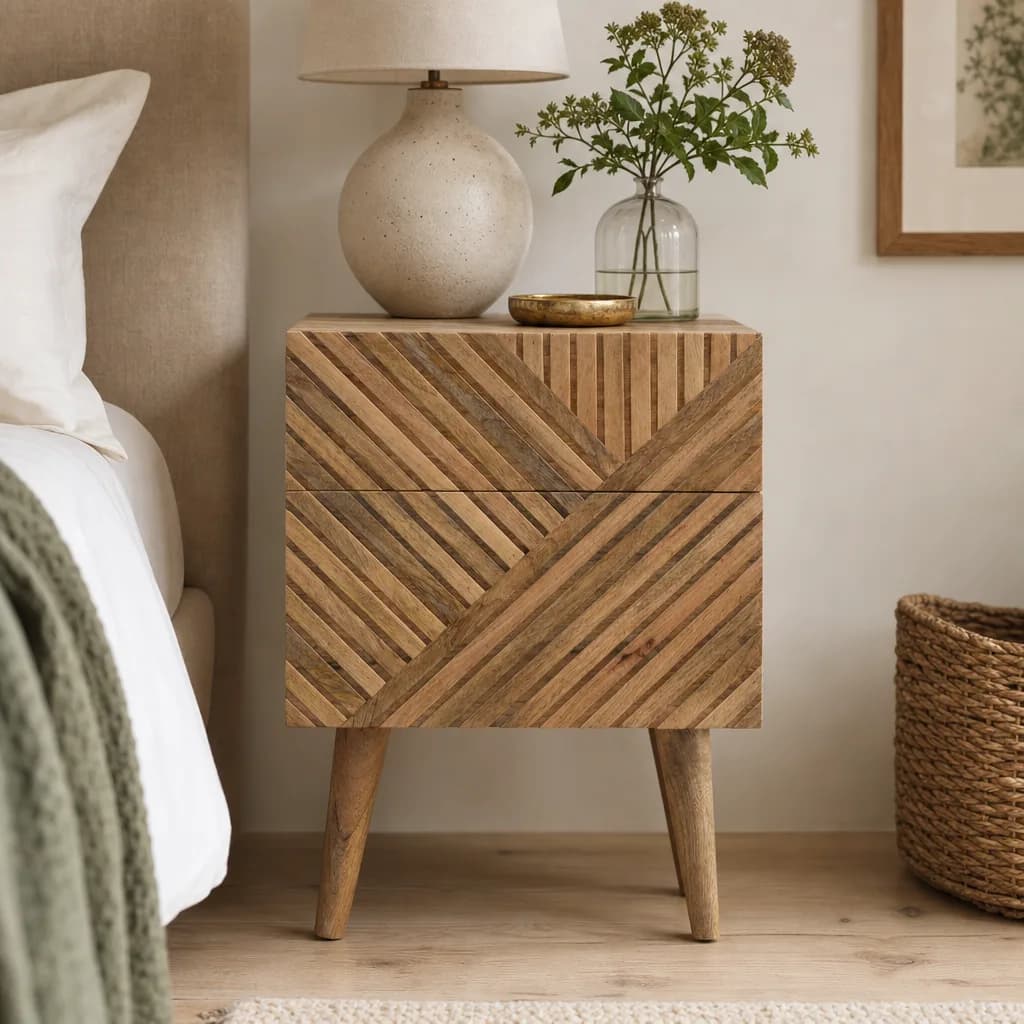 Lille 2 Drawer Oak-ish Bedside