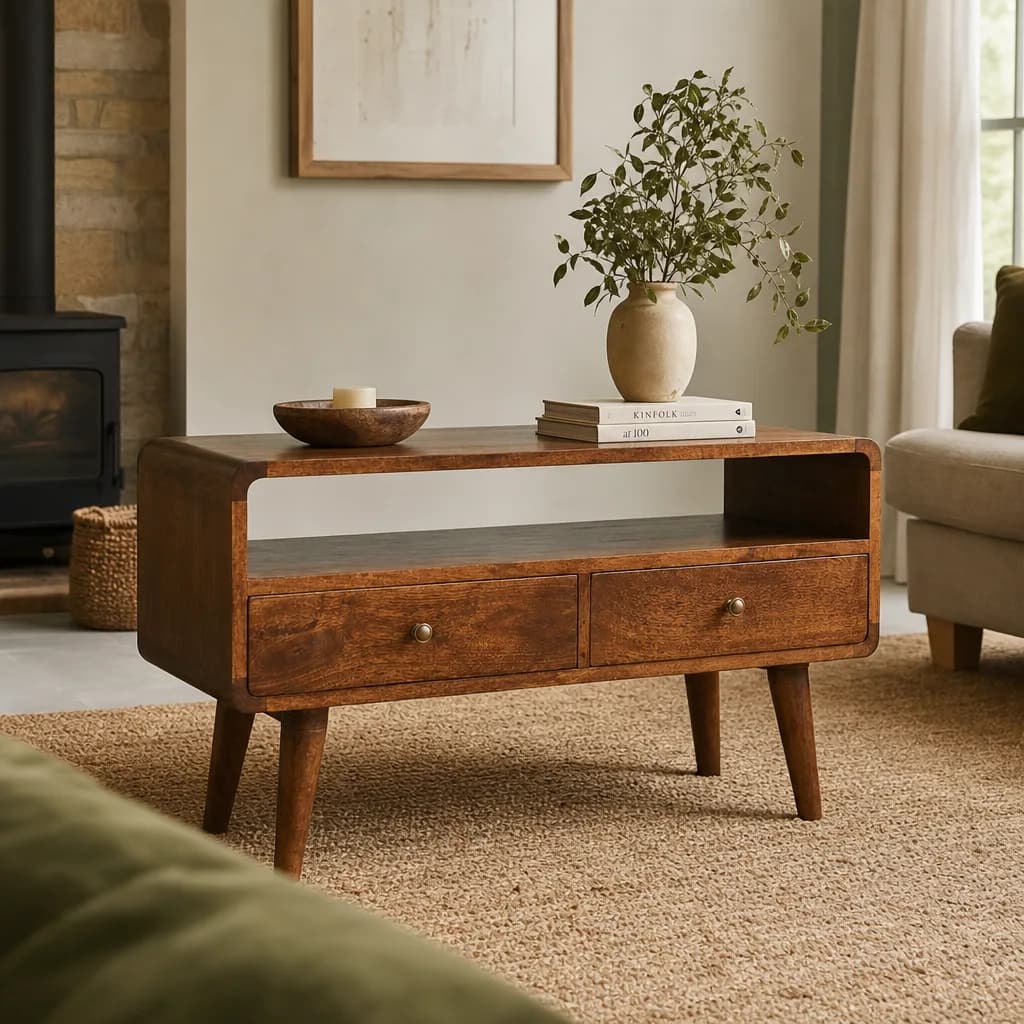 Curved Chestnut Media Unit - TV & media units, photo 1 of 10