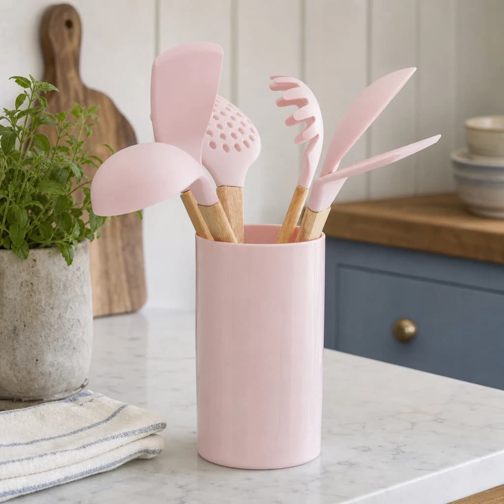 Zing 7 Piece Utensil Set in Pastel Pink - Accessories, photo 1 of 4