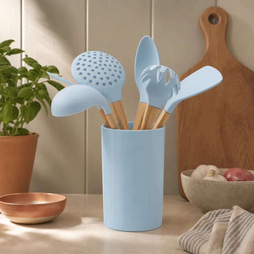 Zing 7 Piece Utensil Set in Pastel Blue - Accessories, photo 1 of 4