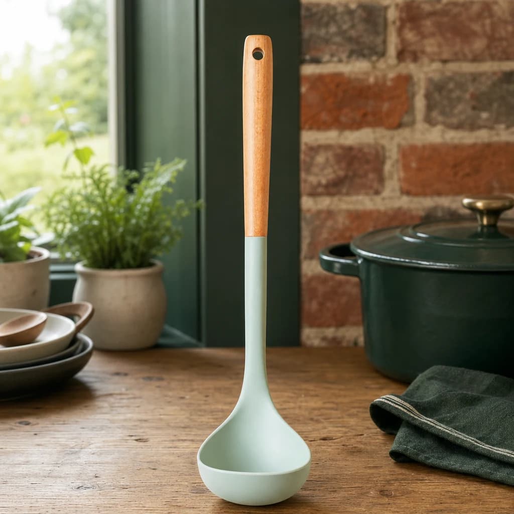 Nova Sage Green Silicone Head Ladle With Round Wood Handle - Accessories, photo 1 of 2