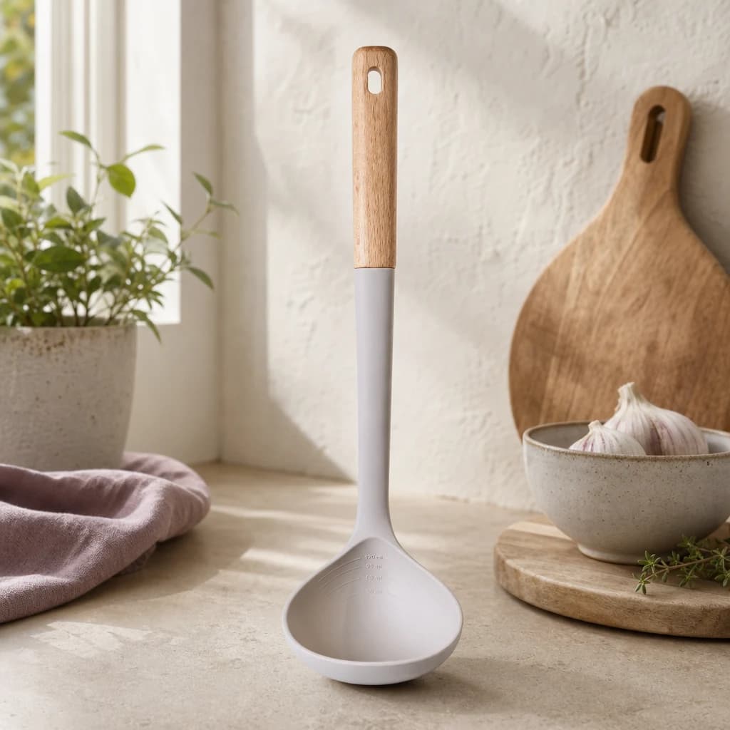 Nova Stone Grey Silicone Head Ladle With Wood Handle - Accessories, photo 1 of 2