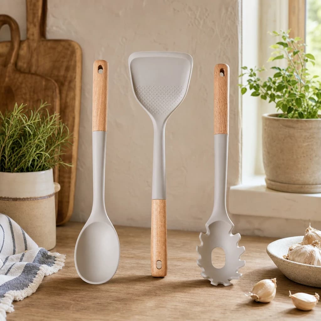 Nova 3 Piece Kitchen Tool Set with Stone Grey Silicone Heads - Accessories, photo 1 of 5