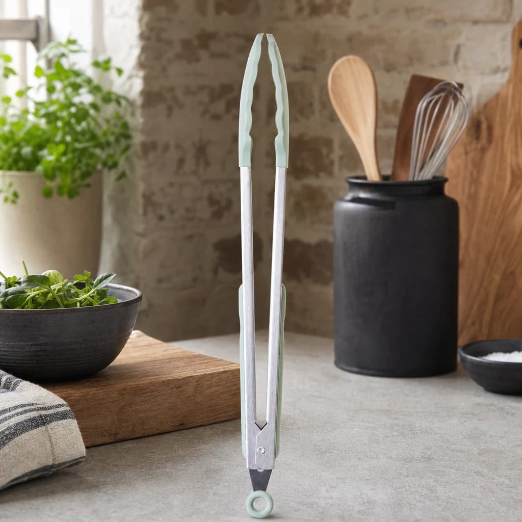 Nova Sage Green Silicone And Stainless Steel Tongs - Accessories, photo 1 of 3