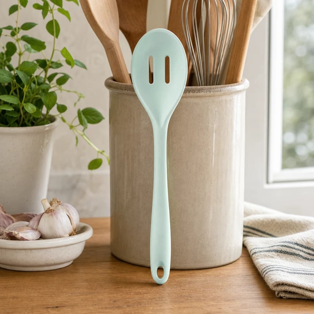 Nova Sage Green Silicone Slotted Spoon - Accessories, photo 1 of 4