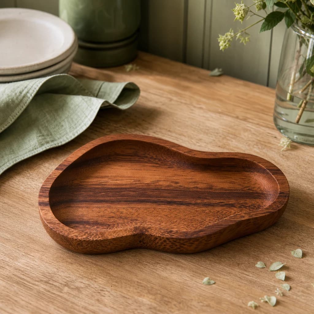 Kora Acacia Wood Small Organic Shape Serving Plate and Tray - Tables, photo 1 of 8