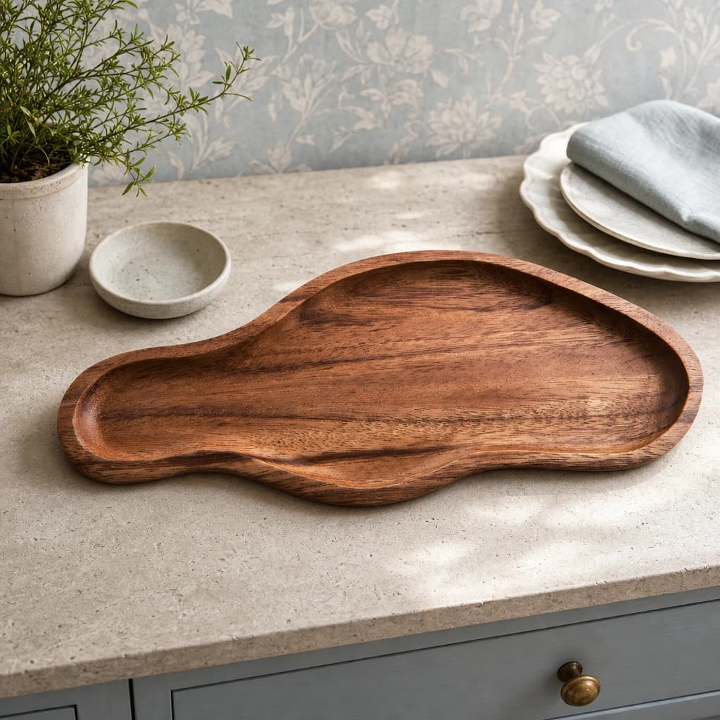 Kora Acacia Wood Large Organic Shape Serving Plate and Tray - Tables, photo 1 of 8