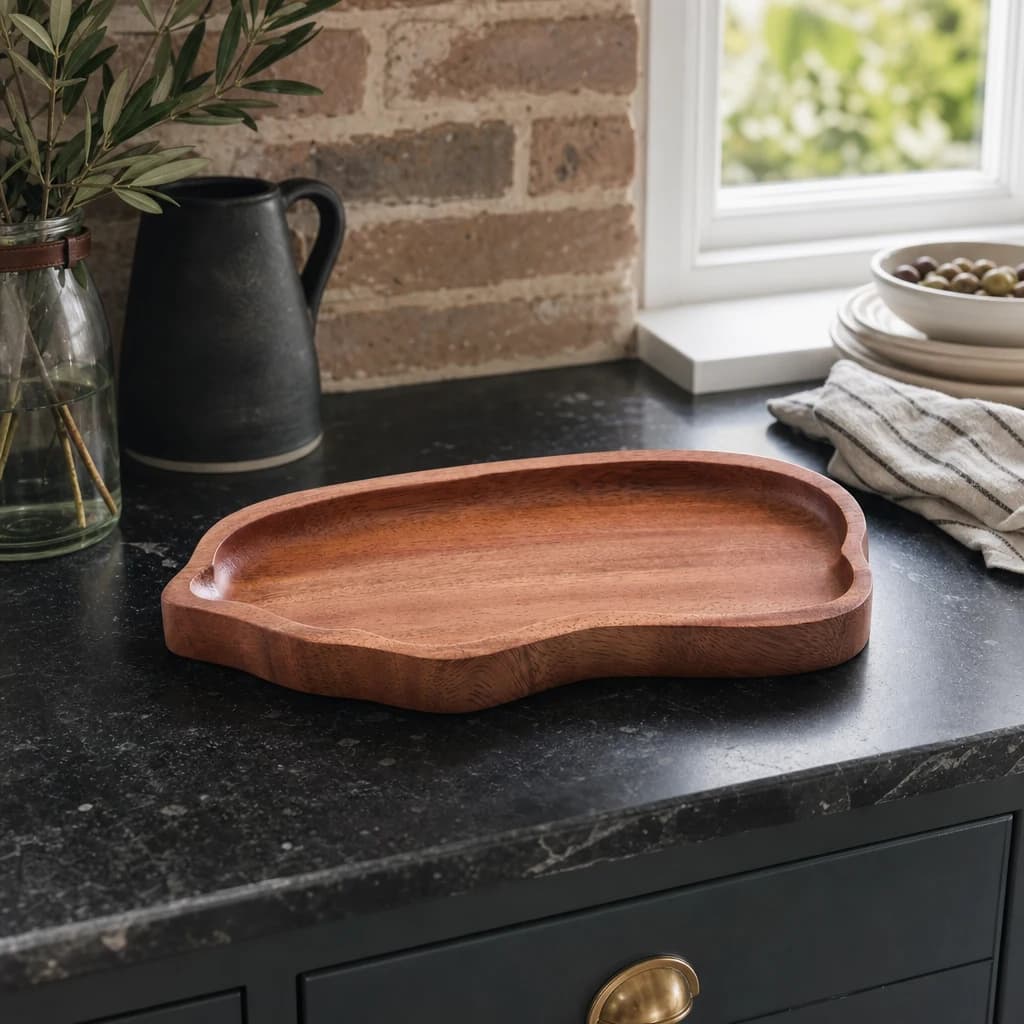 Kora Acacia Wood Medium Organic Shape Serving Plate and Tray - Tables, photo 1 of 8