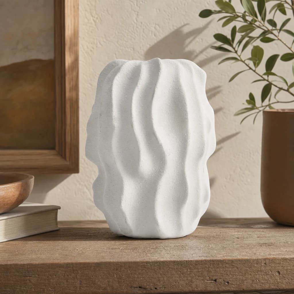 Broc Small White Textured Vase - Vases, photo 1 of 5