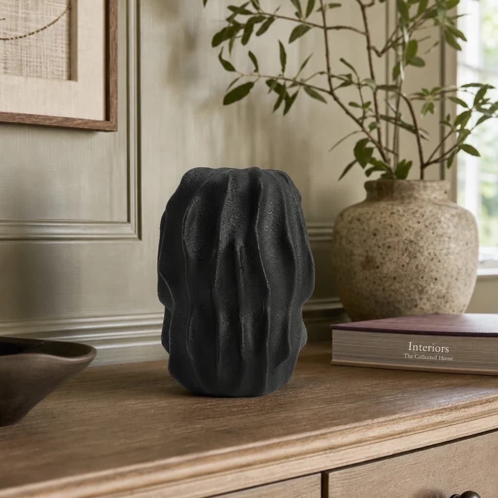 Broc Small Black Textured Vase - Vases, photo 1 of 5