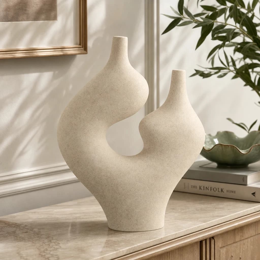 Broc Sandstone Effect Sculptural Vase - Vases, photo 1 of 8