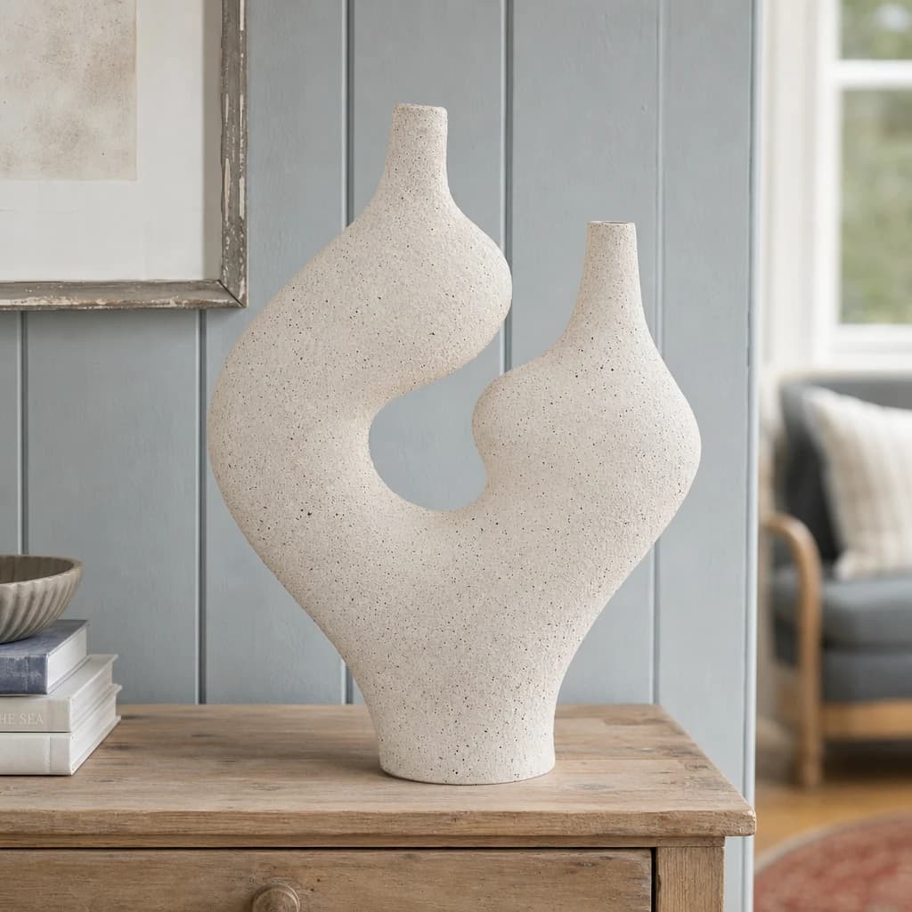 Broc Cream Textured Sculptural Vase - Vases, photo 1 of 8