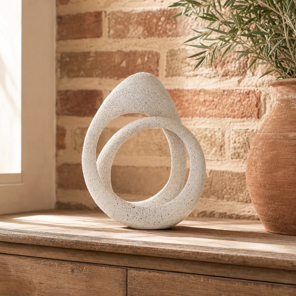 Broc Cream Textured Loop Sculpture - Decorative, photo 1 of 8