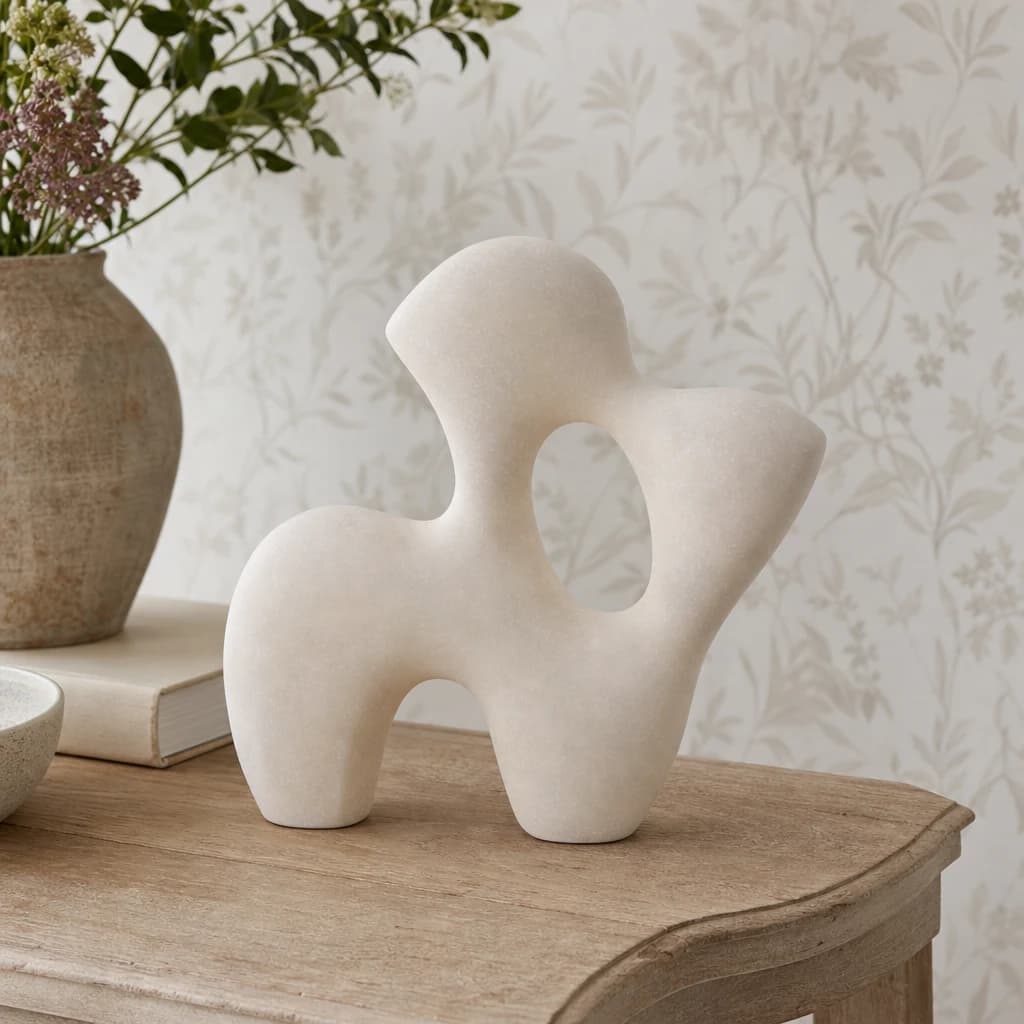 Broc White Marble Effect Organic Sculpture - Decorative, photo 1 of 8
