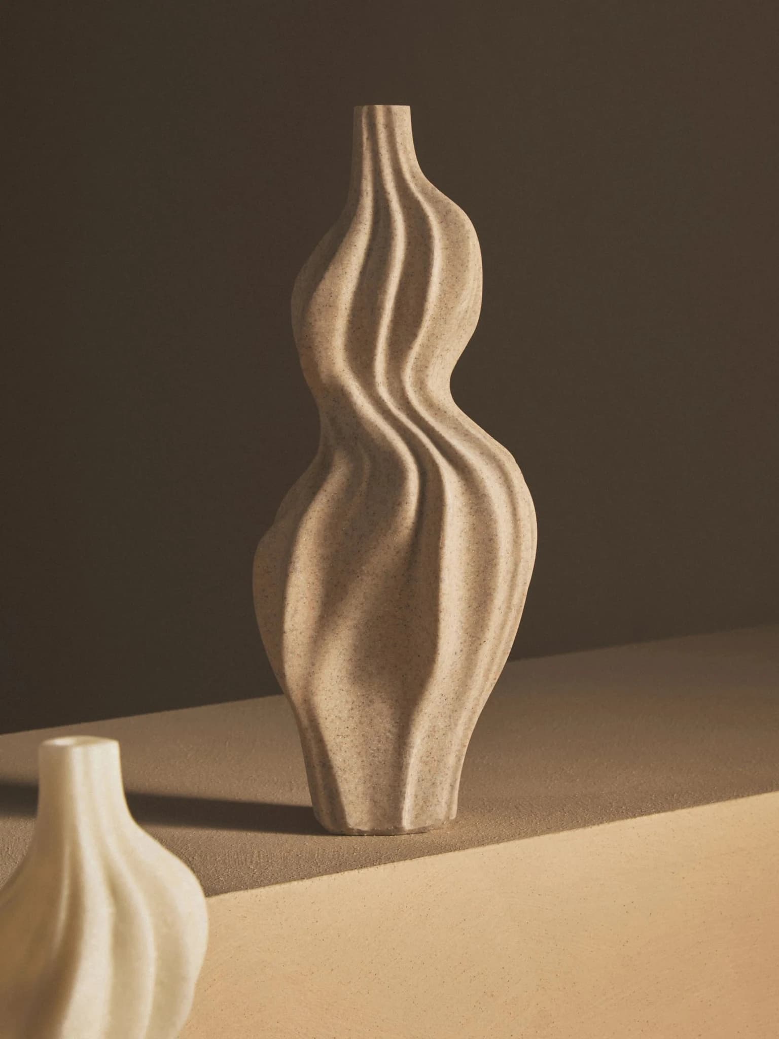 Broc Sandstone Effect Organic Twist Vase - Vases, photo 3 of 8