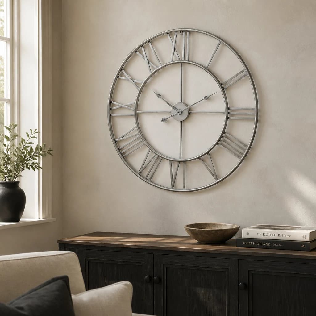 Large Silver Skeleton Wall Clock