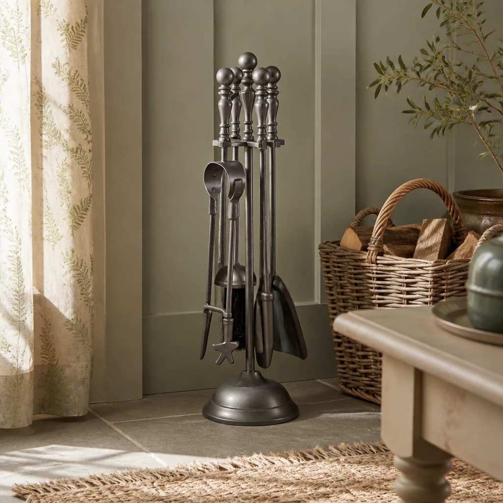 Traditional Companion Set In Antique Pewter - Decorative, photo 1 of 3