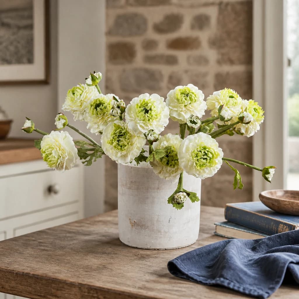 Green Ranunculus Spray — Pack of 5 - Artificial plants & flowers, photo 1 of 5