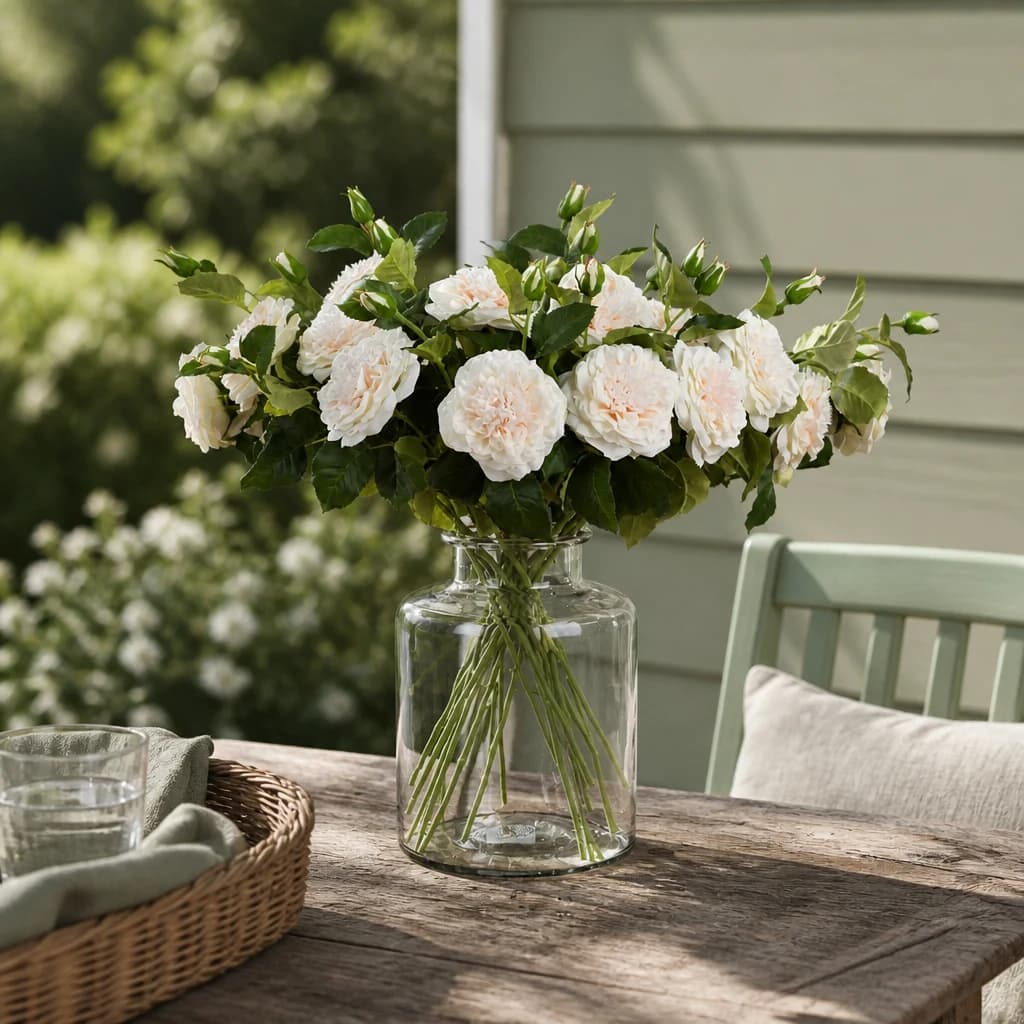 White Garden Rose Spray — Pack of 5 - Artificial plants & flowers, photo 1 of 5