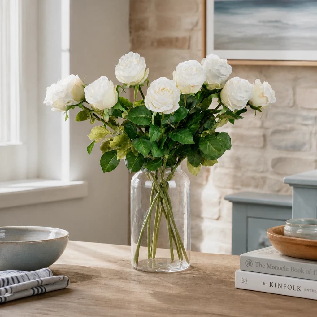 Traditional White Rose — Pack of 5 - Artificial plants & flowers, photo 1 of 5