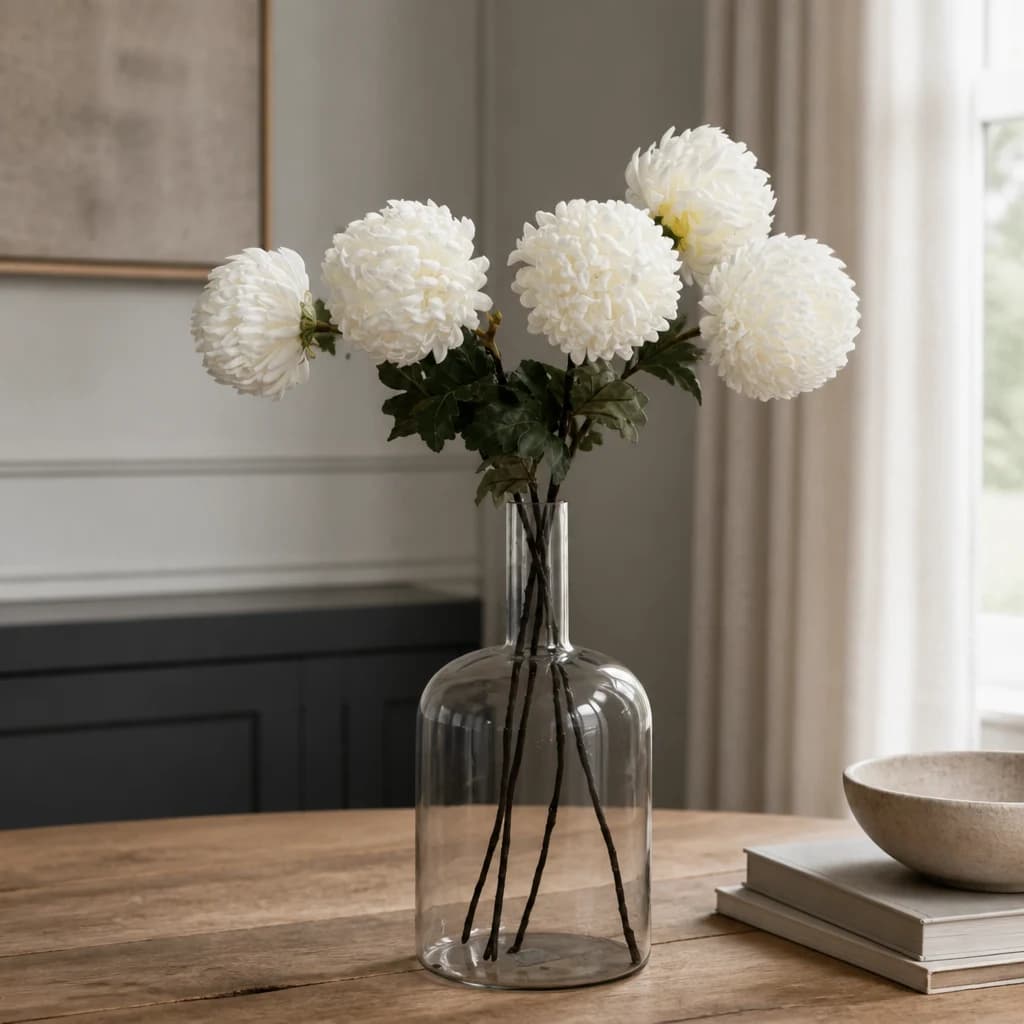 Large White Chrysanthemum — Pack of 5 - Artificial plants & flowers, photo 1 of 5