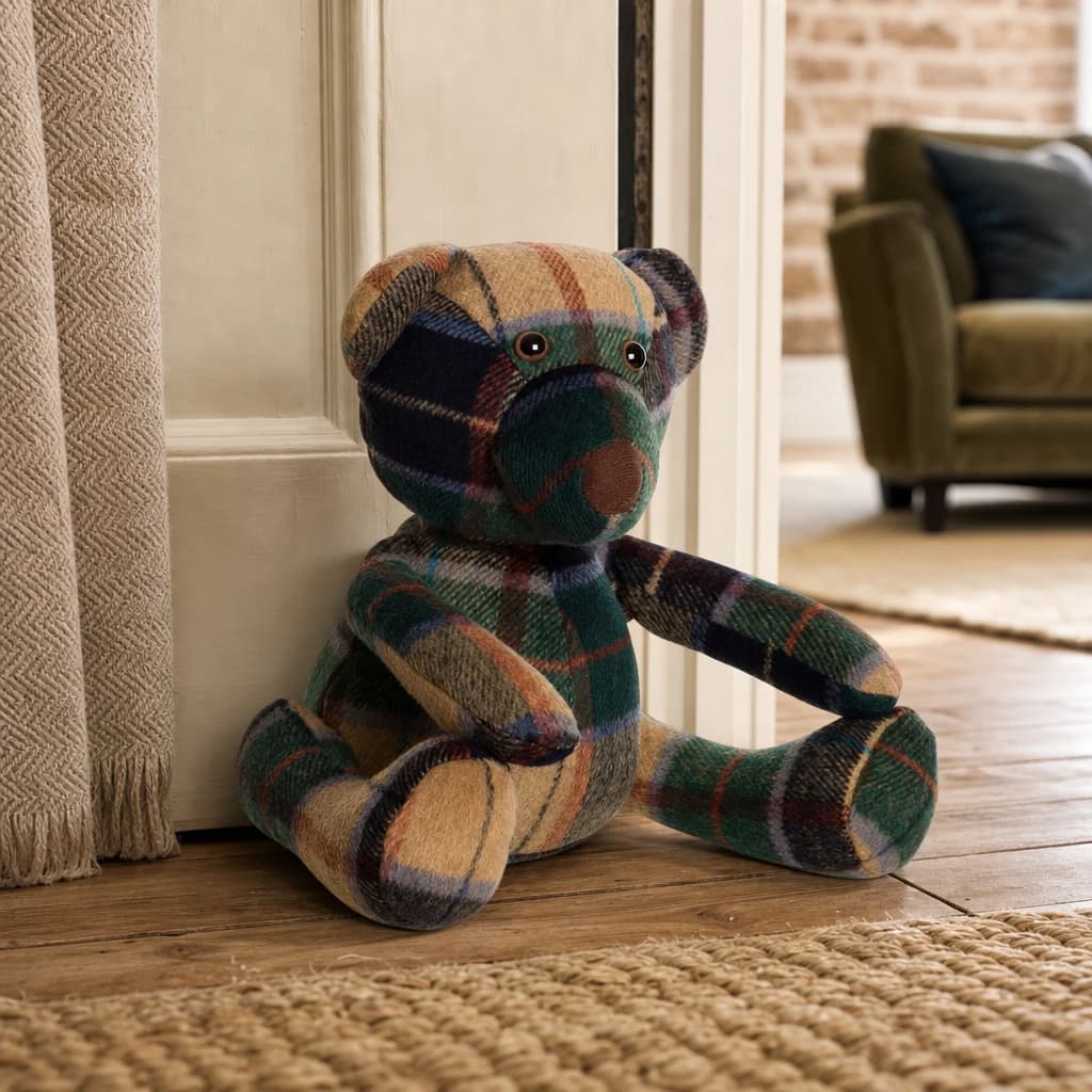 Bute Green Check Tartan Teddy Bear Door Stop - Decorative, photo 1 of 2