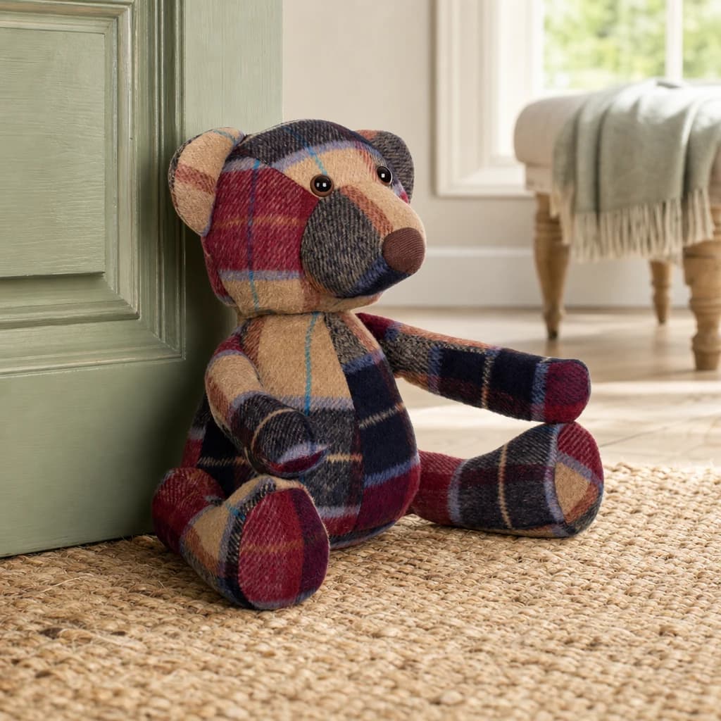 Bute Large Maroon Check Tartan Bear Door Stop - Decorative, photo 1 of 2