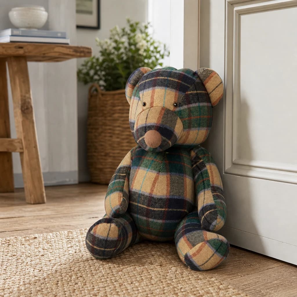 Bute Large Green Check Tartan Bear Door Stop - Decorative, photo 1 of 2