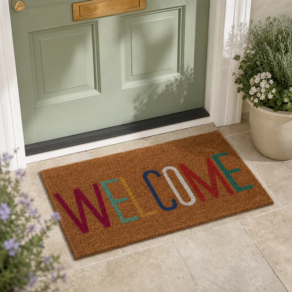 Filta Welcome Multicolour Coir Doormat - Decorative, photo 1 of 3