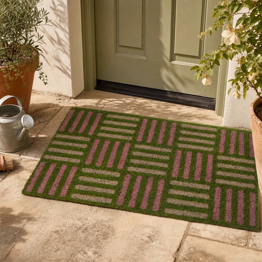 Filta Green Grid Design Doormat - Decorative, photo 1 of 3