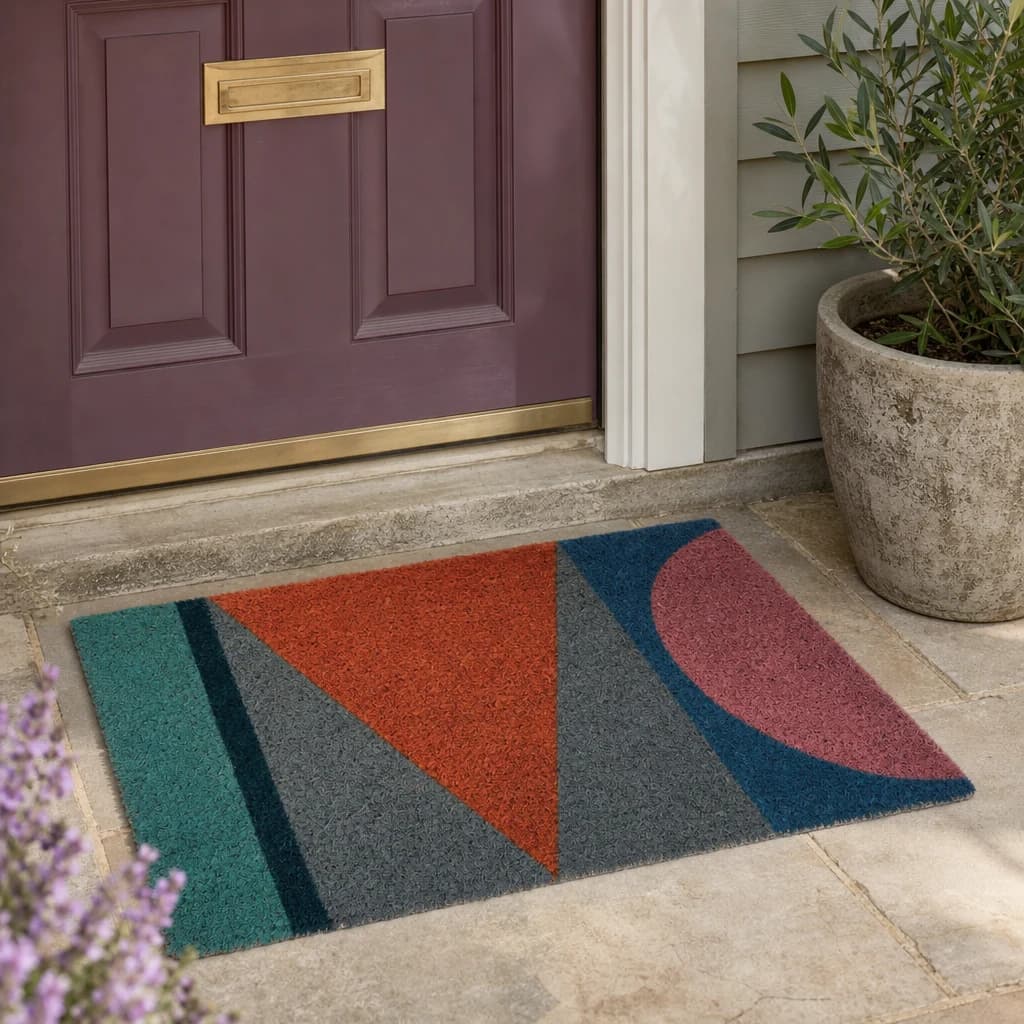 Mediterranean Multicoloured Coir Doormat - Decorative, photo 1 of 3
