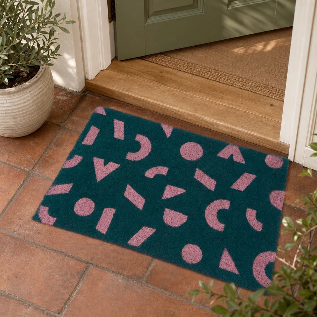 Shapes Green Coir Doormat - Decorative, photo 1 of 3