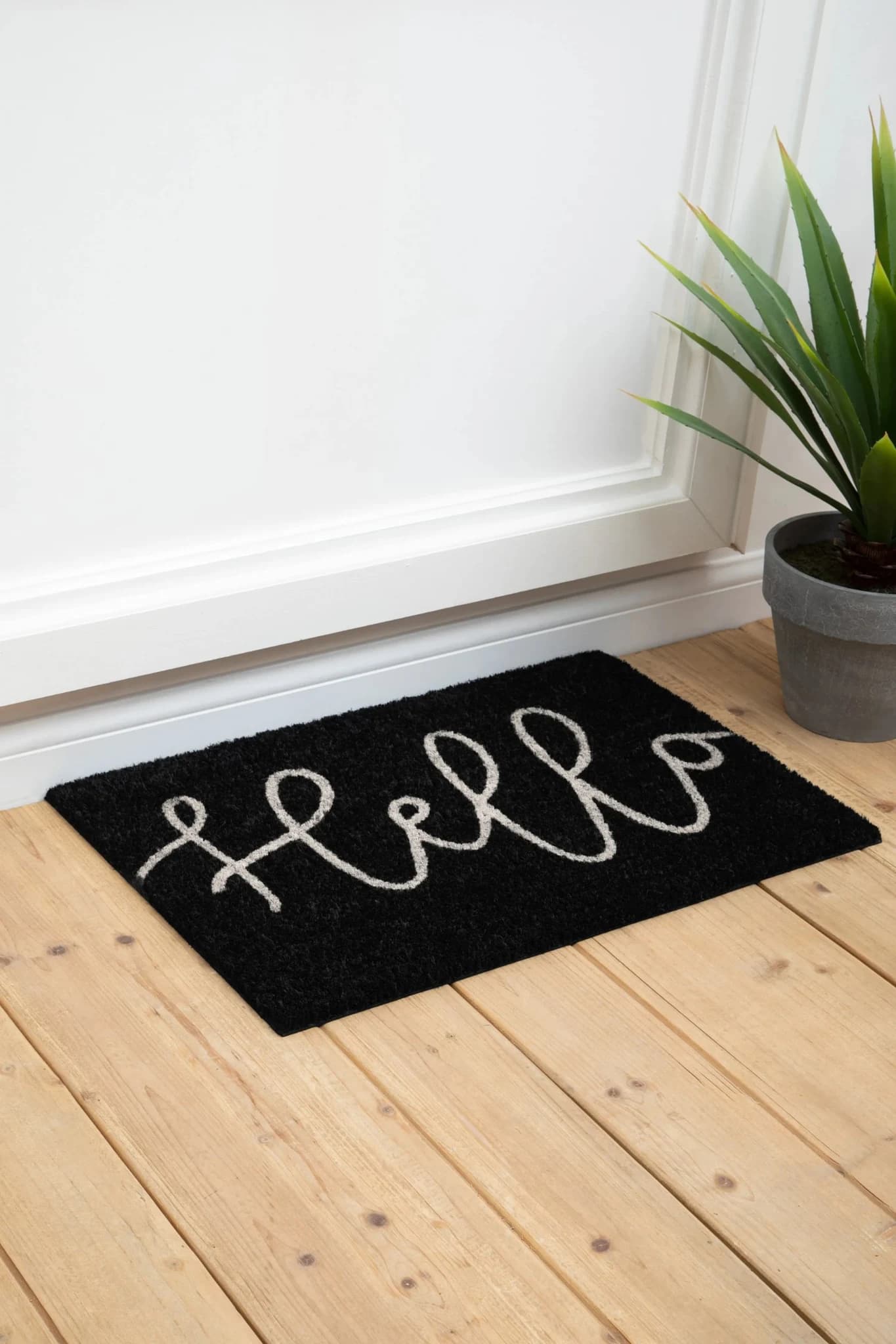 Filta Hello Black Coir Doormat - Decorative, photo 2 of 7