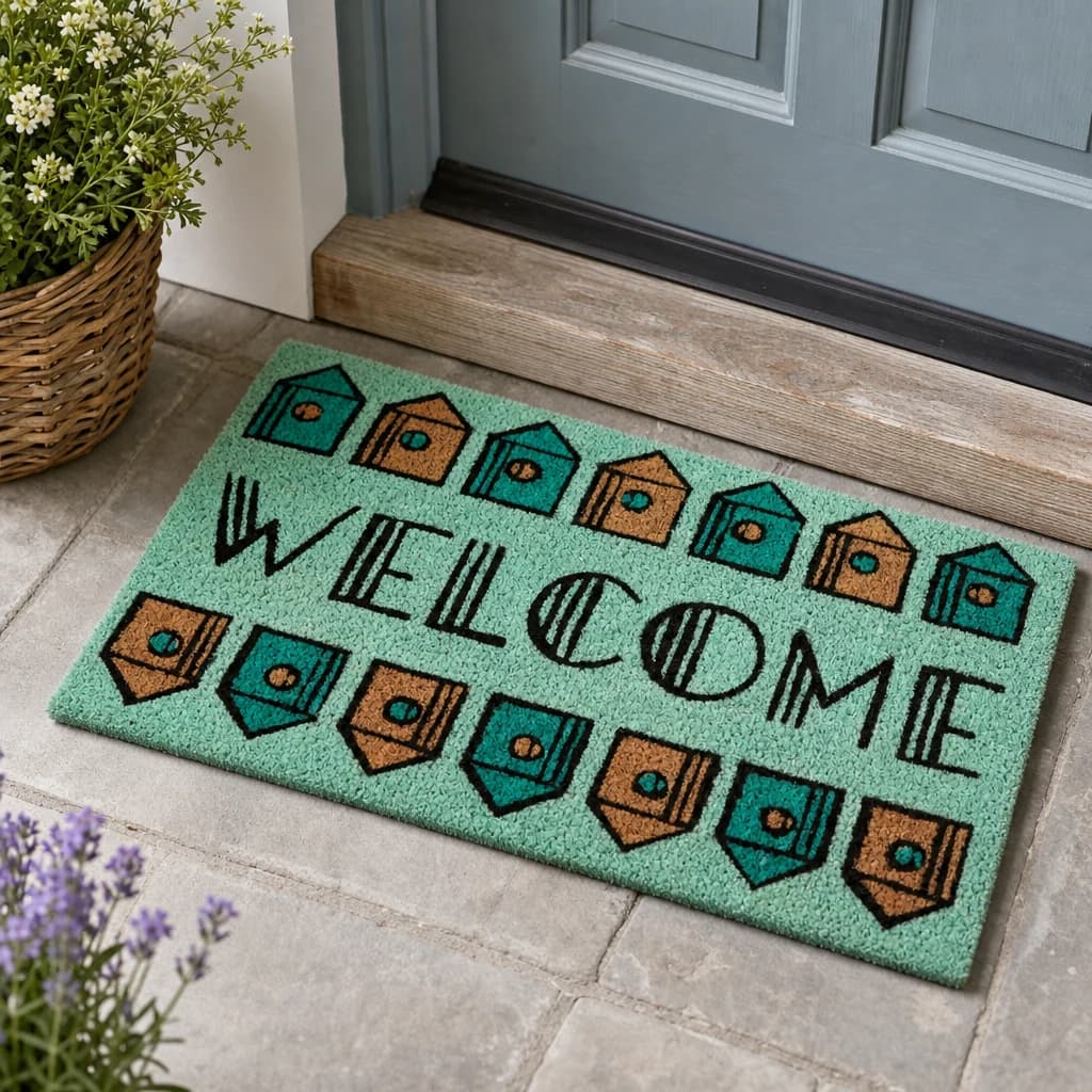 Filta Welcome Home Light Green Doormat - Decorative, photo 1 of 4