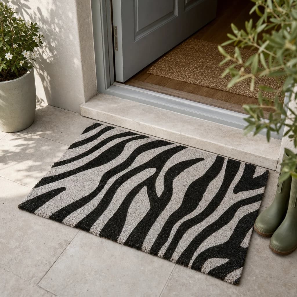 Filta Zebra Print Coir Doormat - Decorative, photo 1 of 3