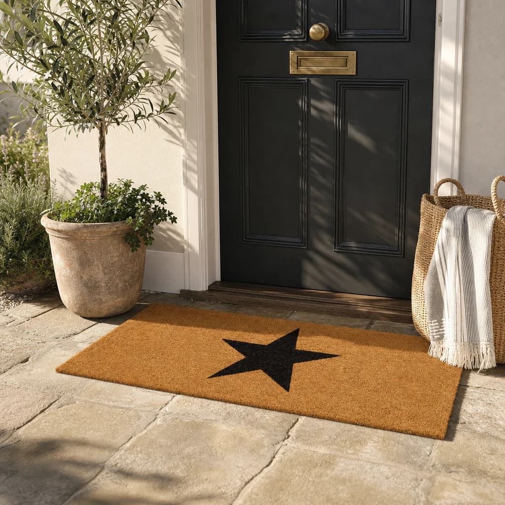 Filta Black Star Extra Large Coir Doormat - Decorative, photo 1 of 5