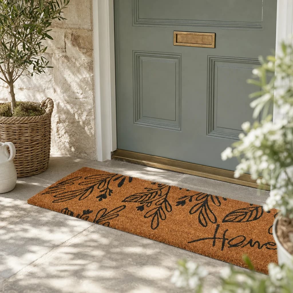 Filta Leaves Design Rectangular Coir Doormat - Decorative, photo 1 of 4