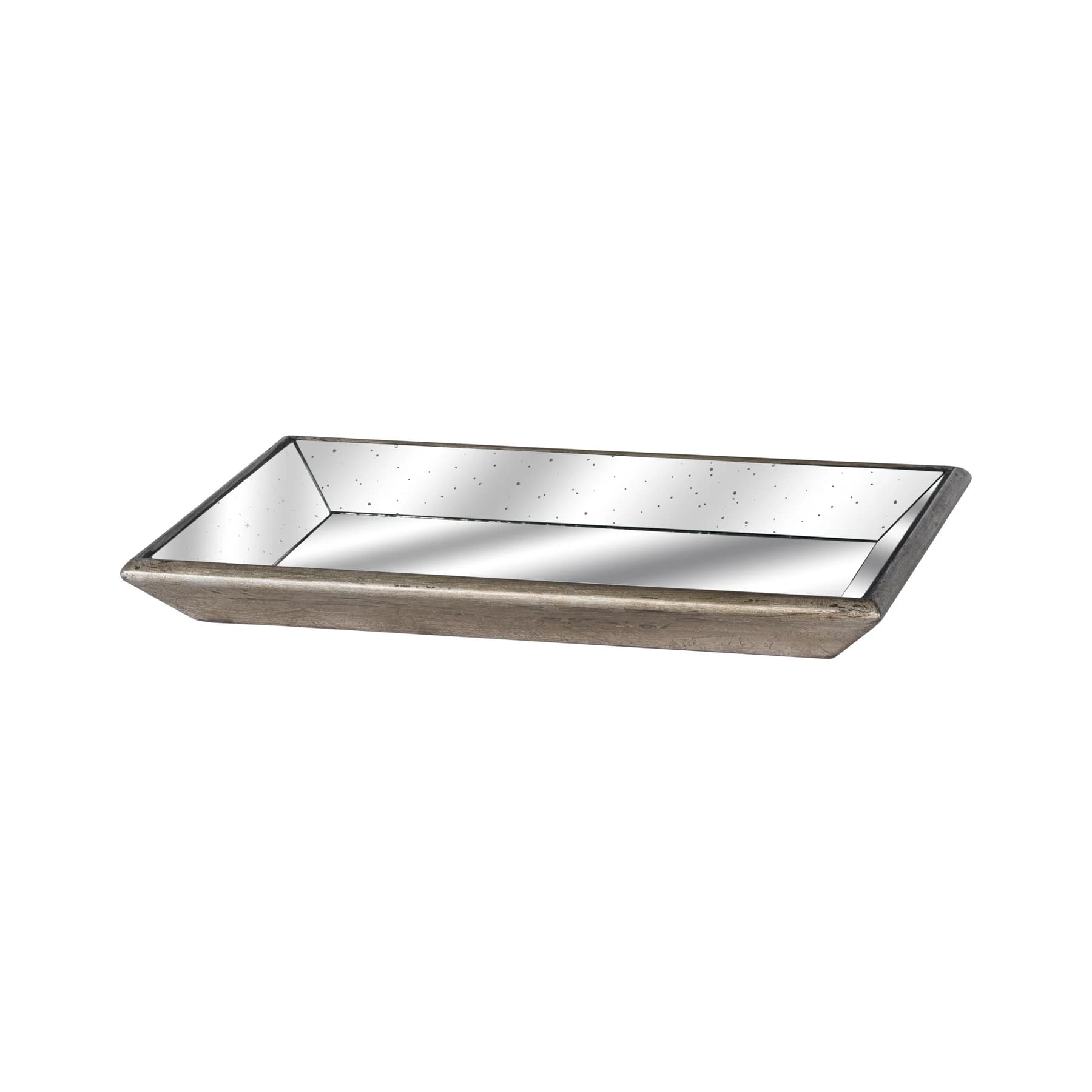 Astor Distressed Mirrored Tray With Wooden Detailing - Trays & baskets, photo 2 of 3