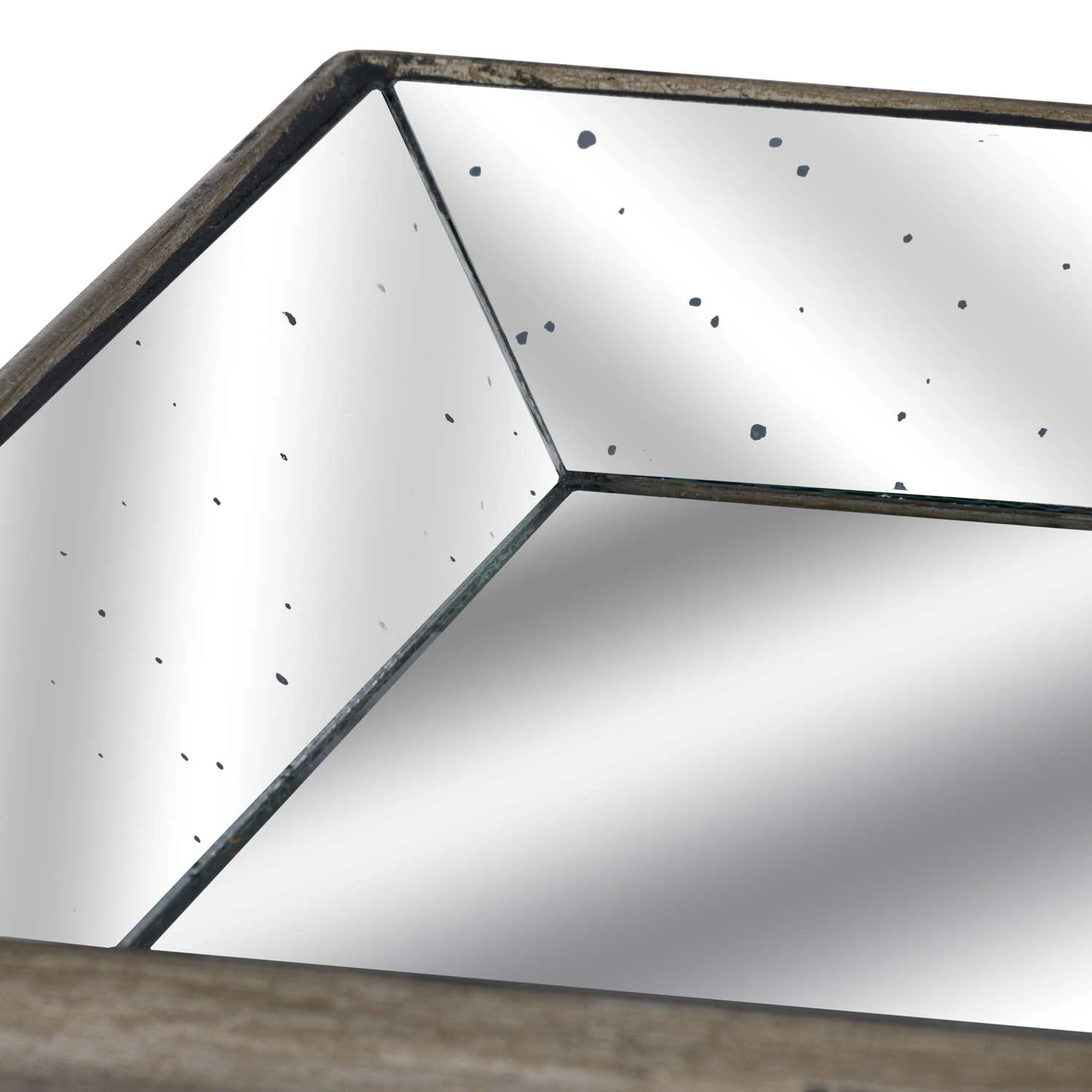 Astor Distressed Mirrored Tray With Wooden Detailing - Trays & baskets, photo 3 of 3