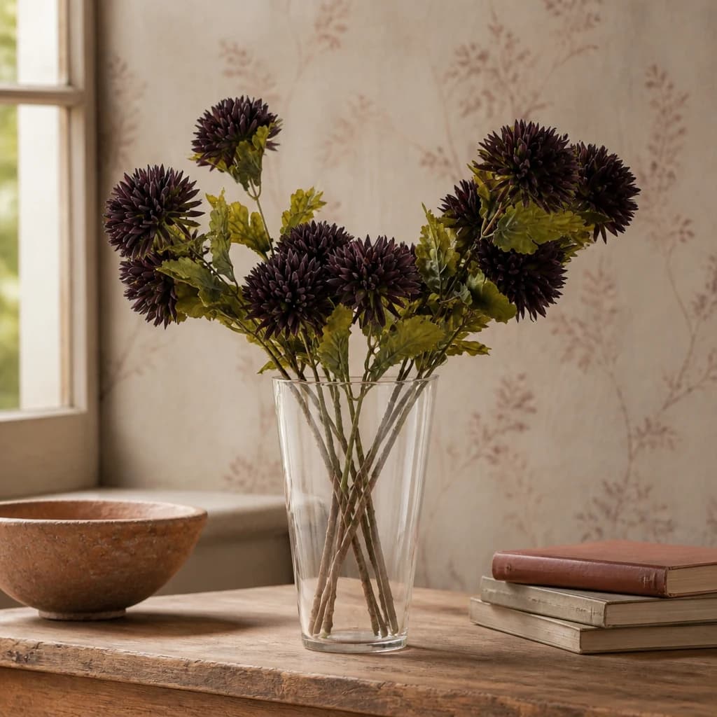 Chocolate Chrysanthemum — Pack of 5 - Artificial plants & flowers, photo 1 of 5