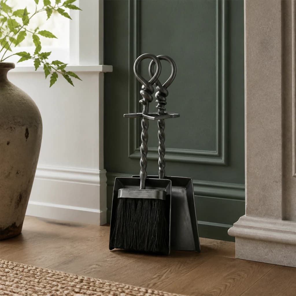 Silver Hearth Tidy Set With Hand Turned Loop Handle - Decorative, photo 2 of 4